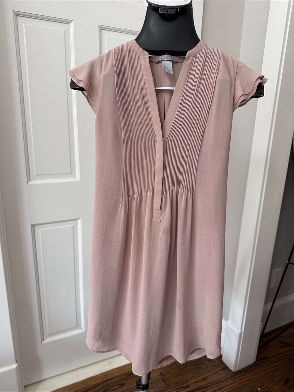 H&M Blush Pink Pintuck Midi Dress